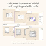 Floor plan, ceiling plan and elevation drawings from the bathroom design pack